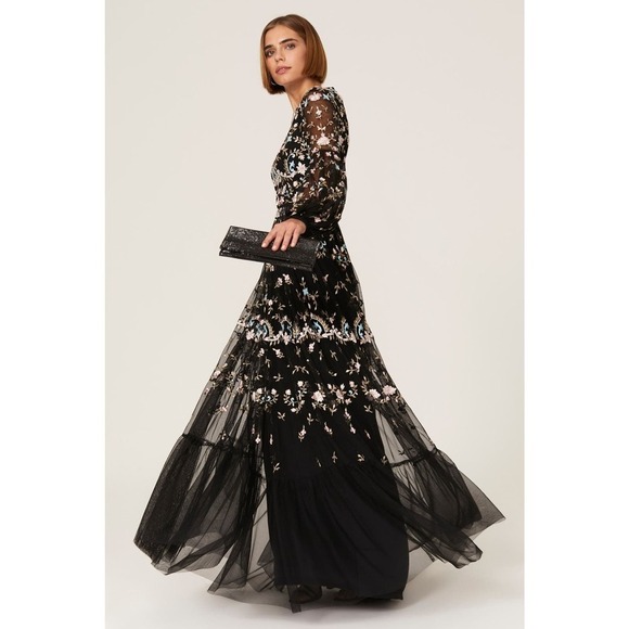 Mac Duggal Sequin Embroidered Gown Blouson Sleeves Size 12 NWT - Picture 3 of 13